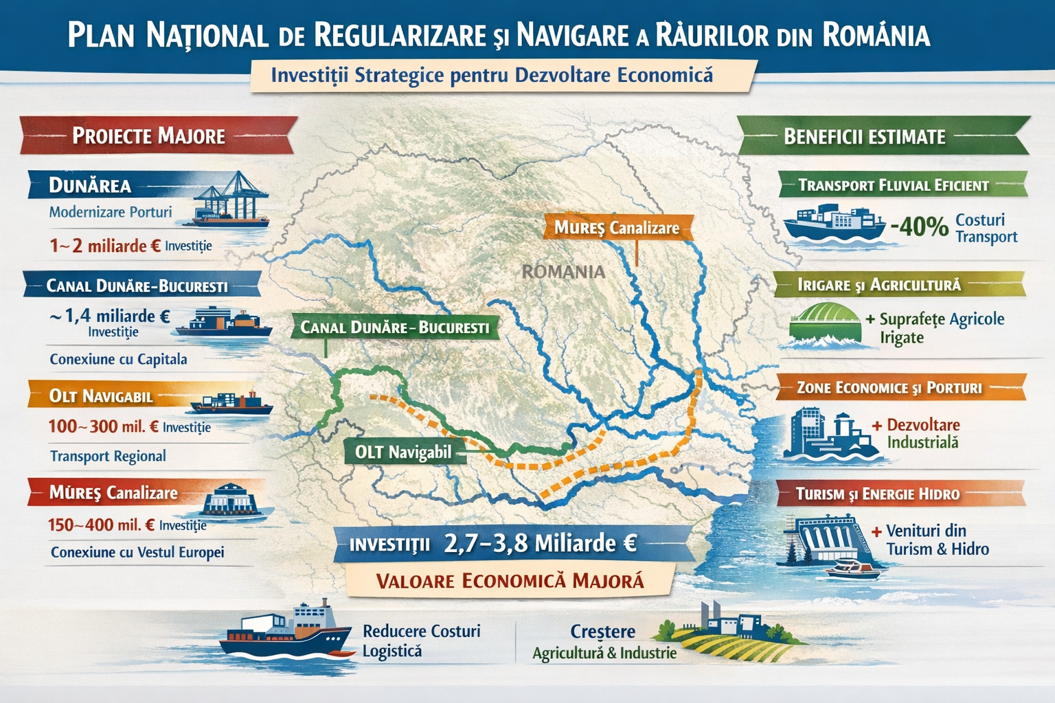 Regularizarea râurilor – infrastructură strategică pentru navigație, agricultură și eficiență economică