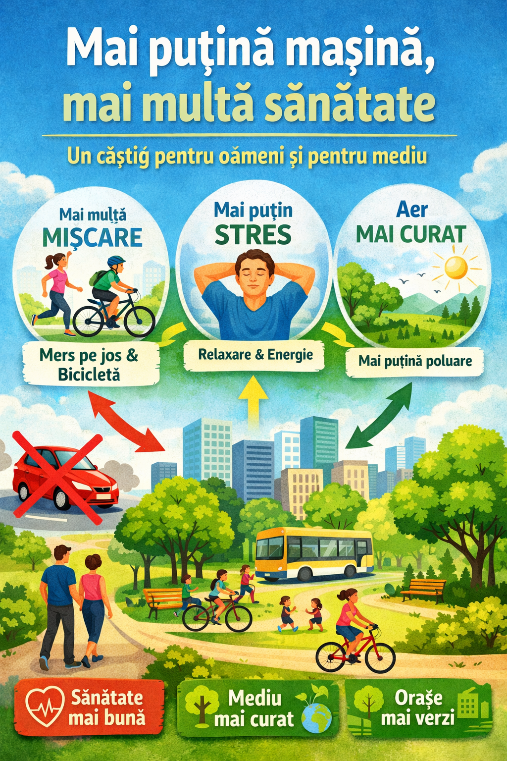 Mai puțină mașină, mai multă sănătate