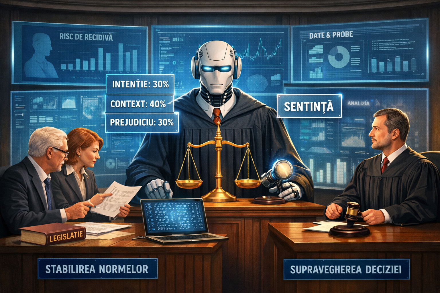 Justiția asistată de AI: un model practic pentru reducerea erorilor și creșterea consistenței deciziilor
